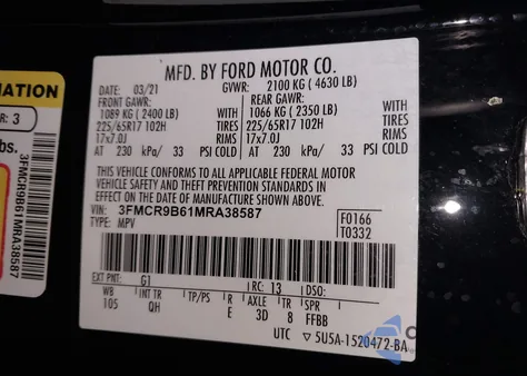 2021 Ford Bronco Sport Big Bend from USA, damaged, VIN 3FMCR9B61MRA38587